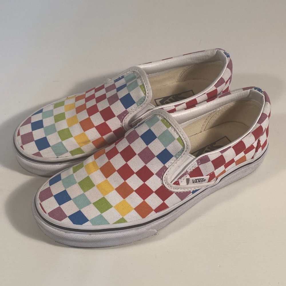 Vans Multi-Color Checkerboard Canvas Slip On Snea… - image 3